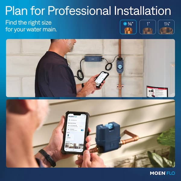 MOEN - Flo 3/4 in. Shutoff Whole-Home Leak Detector and Automatic Water Shutoff Valve with Brass Fittings