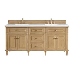 Lorelai 72.0 in. W. x 23.5 in. D x 34.06 in. H Double Bathroom Vanity in Light Natural Oak with White Zeus Quartz Top