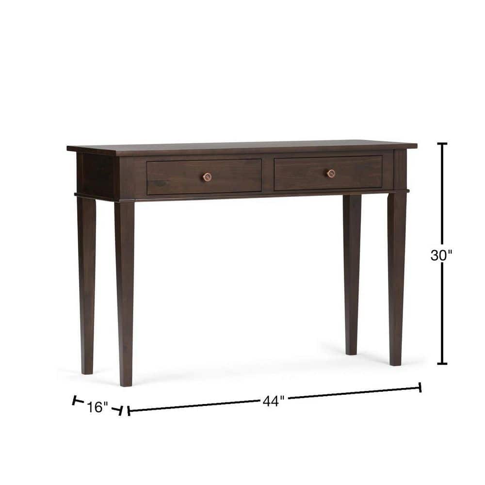 Carlton Dark Tobacco Solid Pine Console Table with Storage