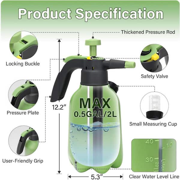 0.5 gal. Cordless Hand Pump Sprayer Adjustable Dual Nozzle Side