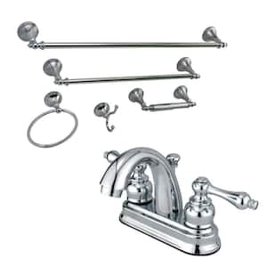 Traditional 4 in. Centerset 2-Handle Bathroom Faucet with Bathroom Accessory Set in Chrome