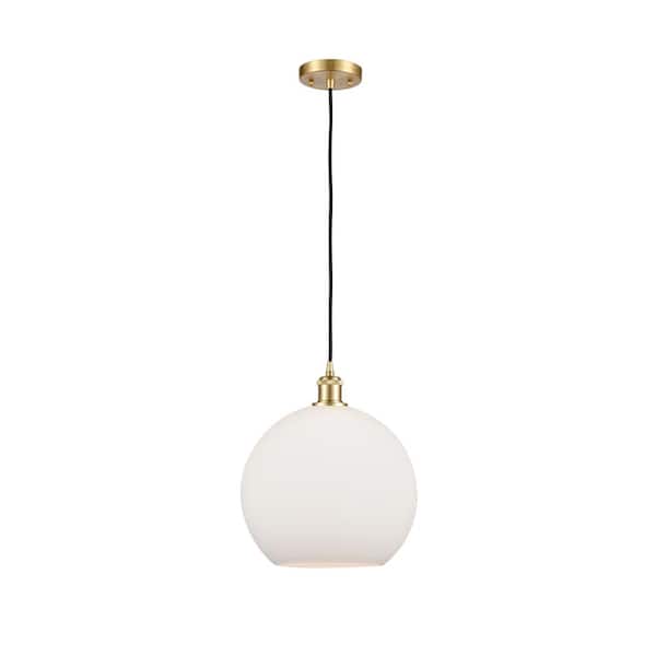 Innovations Athens 60-Watt 1 Light Satin Gold Shaded Mini Pendant Light with Frosted glass Frosted Glass Shade