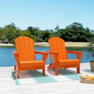 Addison Orange Outdoor Folding Plastic Adirondack Chair (Set of 2)