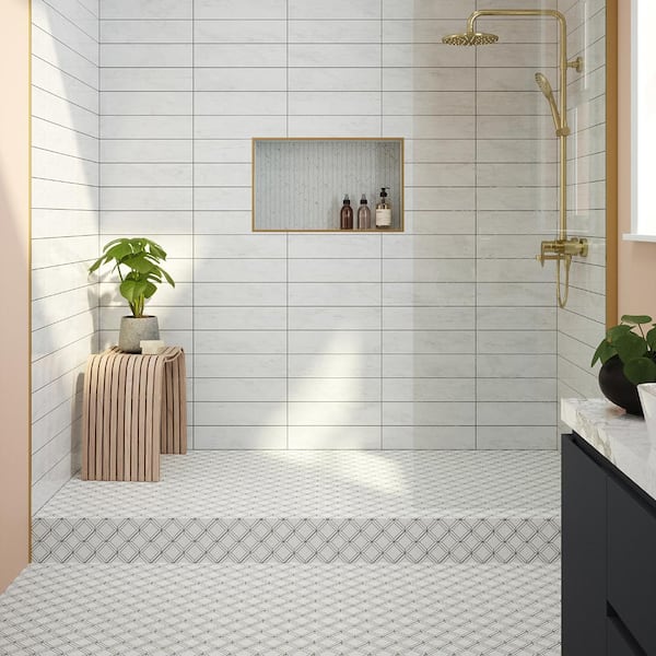 Take Home Tile Sample - Thassos White 4 in. x 6 in. Polished Subway Marble Wall and Floor Tile