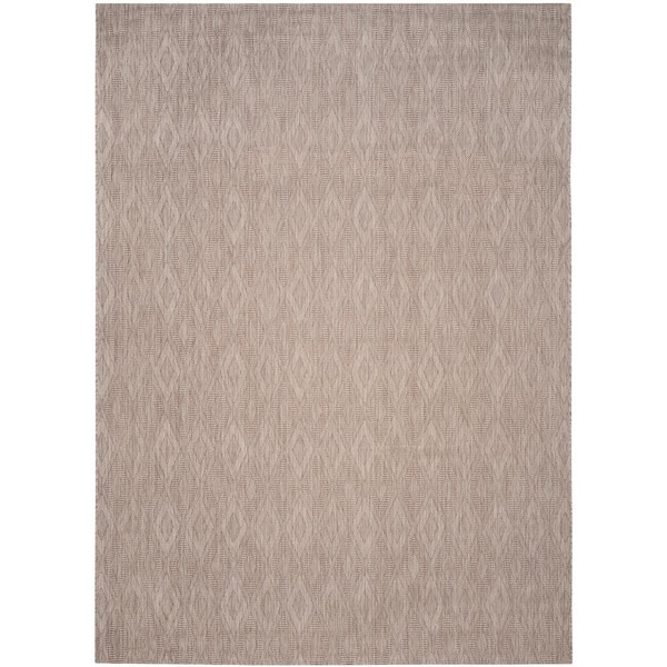 Courtyard Beige/Beige 10 ft. x 14 ft. Solid Color Diamond Indoor/Outdoor Area Rug
