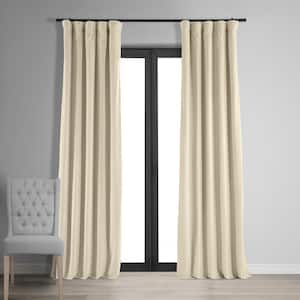 Alabaster Beige Velvet Rod Pocket Blackout Curtain - 50 in. W x 120 in. L (1 Panel)
