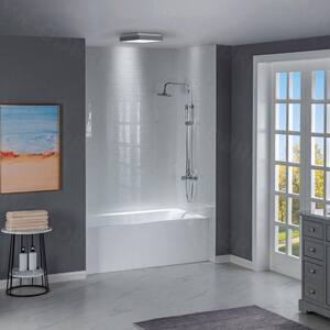 60 in. Acrylic Alcove Double Ended Bathtub with Right Drain & Overflow Holes in White, Drain Hole on Right