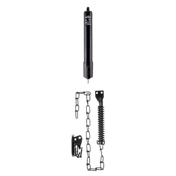 Steel Screen Door Chain Stop and Heavy Duty Pneumatic Door Closer Combo, Black