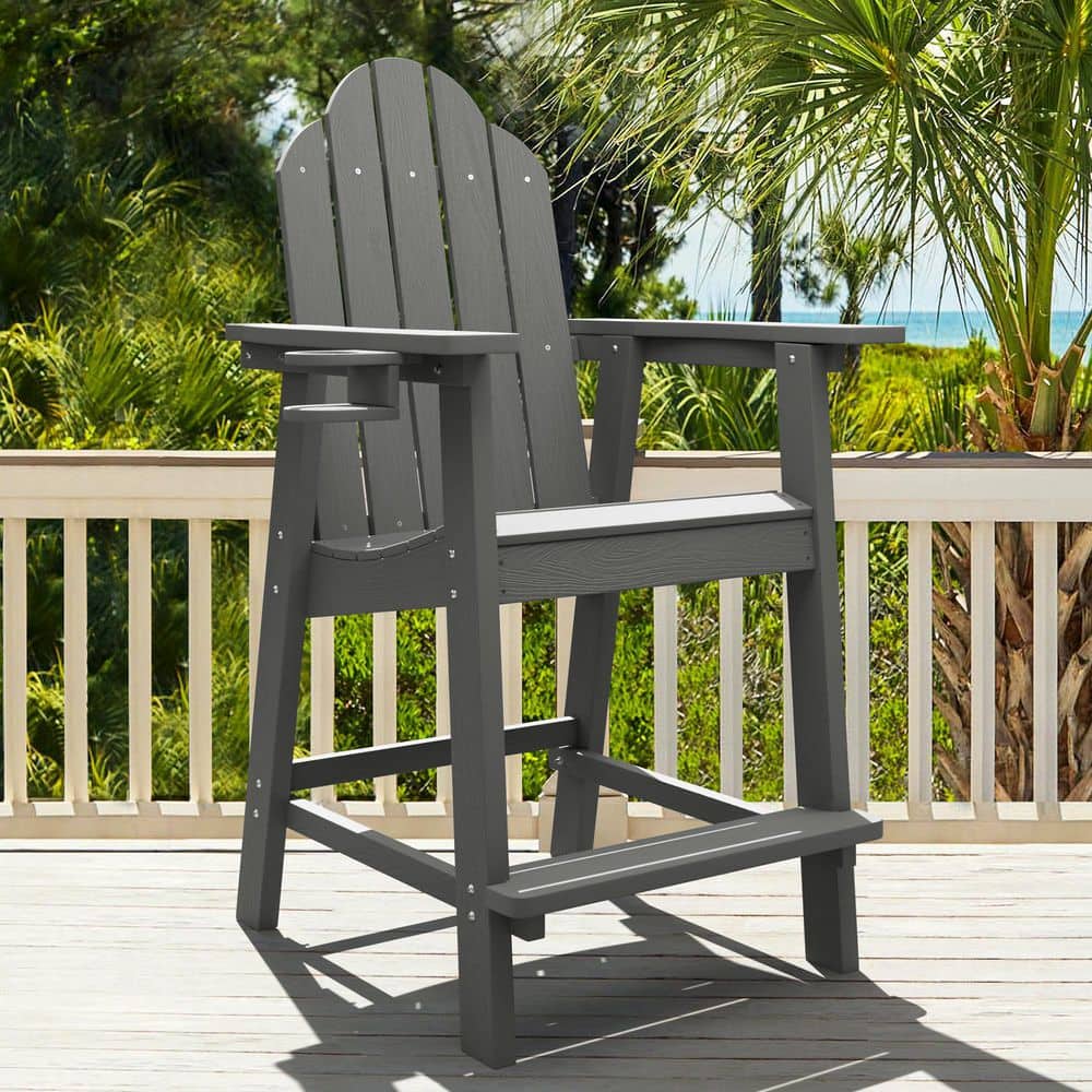 Dark Gray Plastic Bar Height Adirondack Chairs Outdoor Bar Stool Set of 1 price history on PriceWatchPro