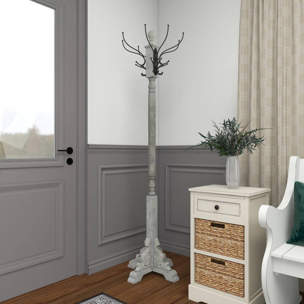 Rustic Freestanding Coat Rack Gray - Olivia & May: Hat Stand, No Assembly Required