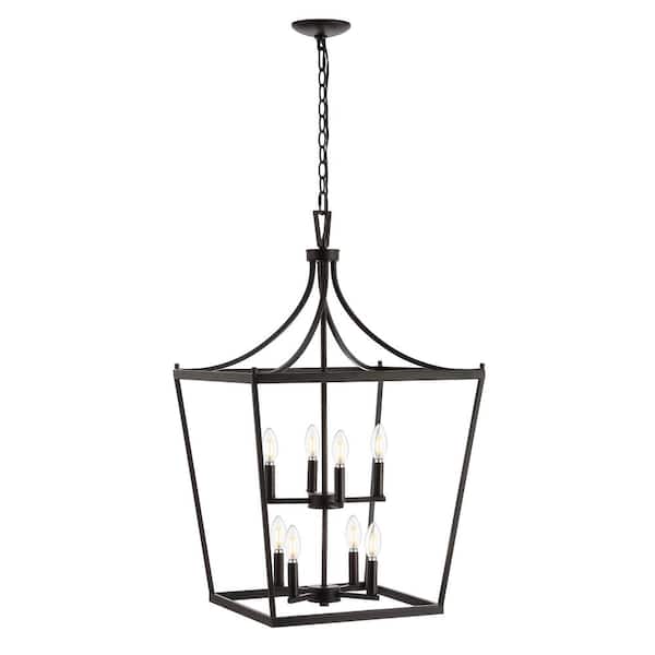 SAFAVIEH Vallor 4-Watt 8-Light Black Pendant Light with Iron Shade