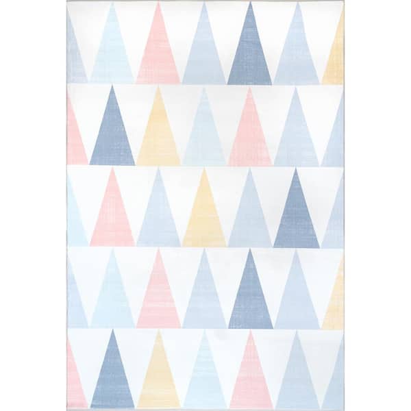 nuLOOM Penny Kids Geometric Nursery or Playroom Multi-Colored 6 ft. x 9 ft. Indoor Area Rug