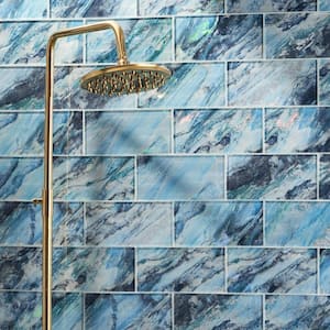 Wonder Glass Sapphire 4.37 in. x 8.74 in. Polished Glass Wall Tile (5.3 sq. ft./Case)