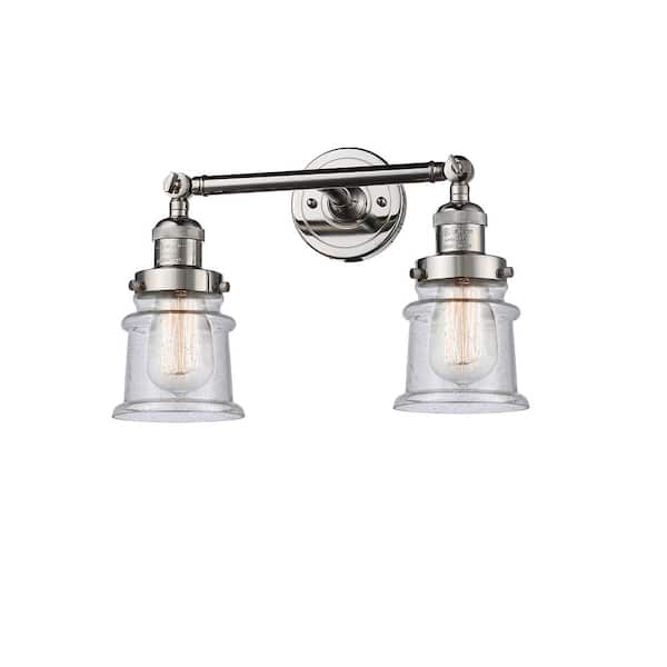 Innovations Canton 16.5 in. 2 Light Seedy, Polished Nickel Vanity Light with Clear Glass Shade