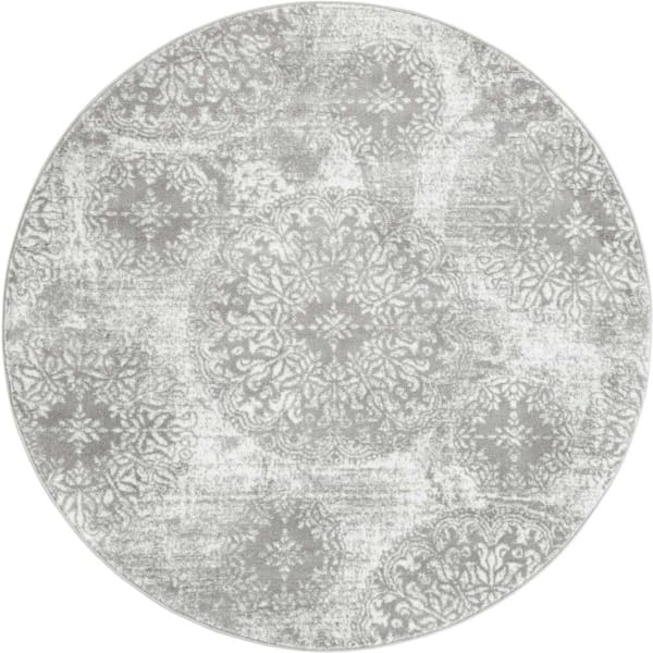 Sofia Grand Light Gray 6 ft. 1 in. x 6 ft. 1 in. Area Rug