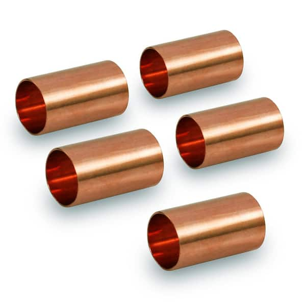 PLUMBFLEX 1/2 in. Straight Copper Coupling Fitting with Dimple Tube Stop (5-Pack)