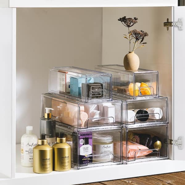 Sorbus Clear Stackable Fridge Drawer Bins-Pull Out Refrigerator