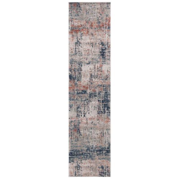 SAFAVIEH Madison Blue/Grey 2 ft. x 9 ft. Abstract Striped Runner Rug