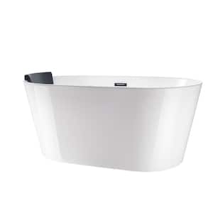 68 in. L X 32 in. W White Acrylic Freestanding Air Bubble Bathtub in White/Polished Chrome