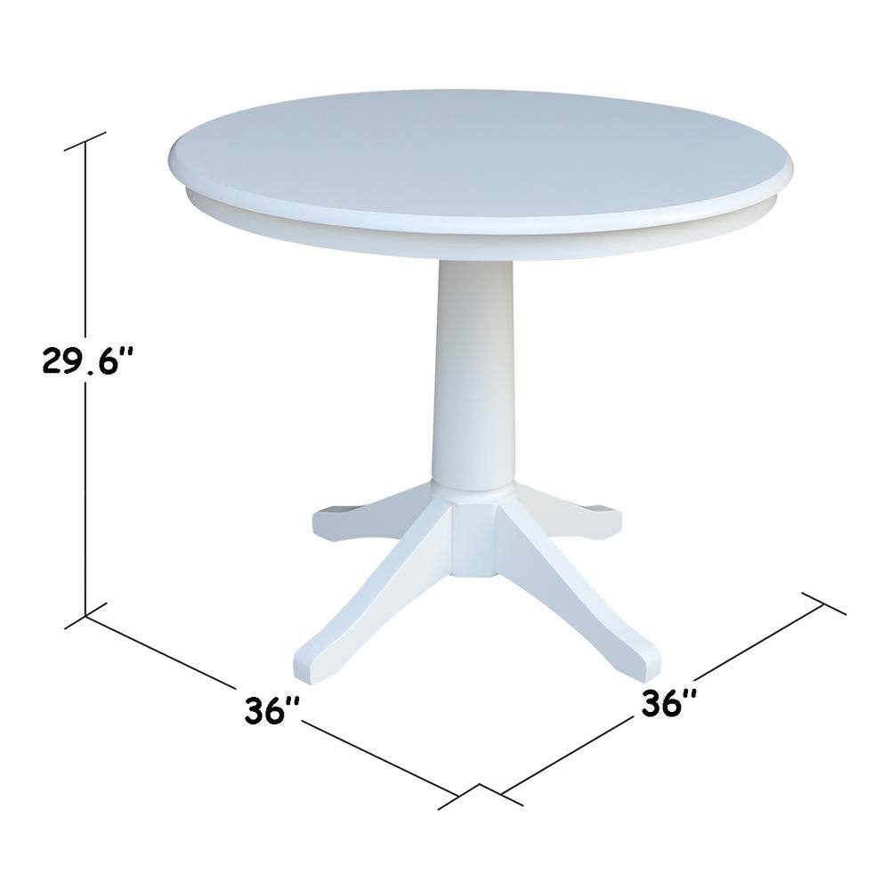 36" Round White Painted Wood Pedestal Dining Table