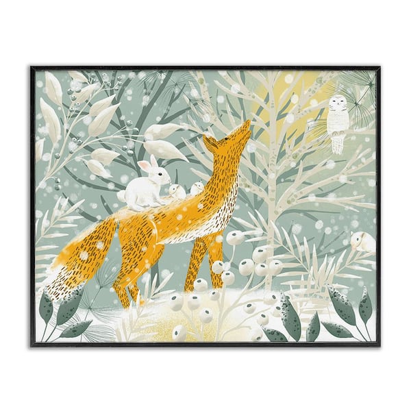 Stupell Industries Winter Forest Animals by Ginger Deverell 1 Piece Framed Graphic Print Animal Poster Art Print 14 in. x 11 in.
