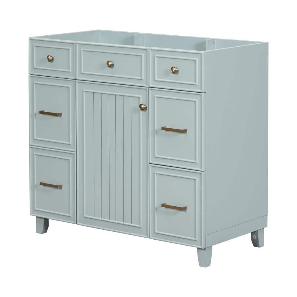 35.4 in. W x 16.65 in. D x 33.3 in. H Bath Vanity Cabinet without Top with 3-Drawers and Adjustable Shelf in Green price history on PriceWatchPro
