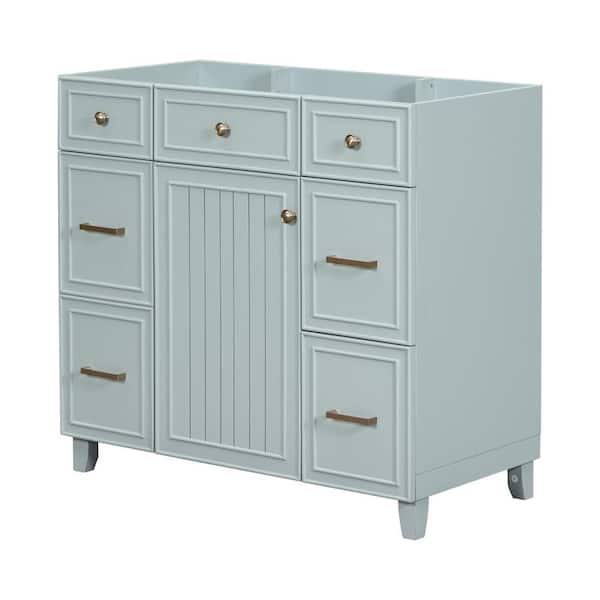 Tileon 35.4 in. W x 16.65 in. D x 33.3 in. H Bath Vanity Cabinet without Top with 3-Drawers and Adjustable Shelf in Green