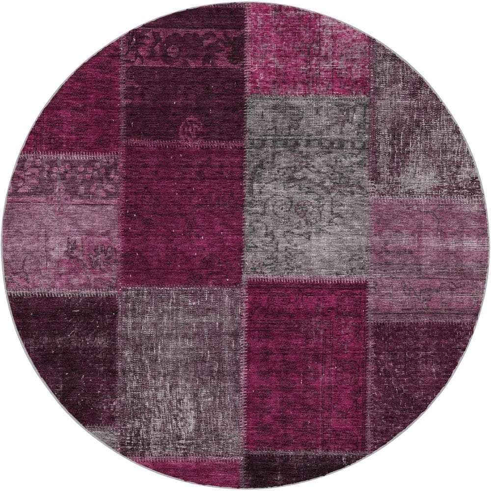 Dream Shag Premium Machine Washable Abstract ADS663 Merlot 8 ft. x 8 ft. Round Rug price history on PriceWatchPro
