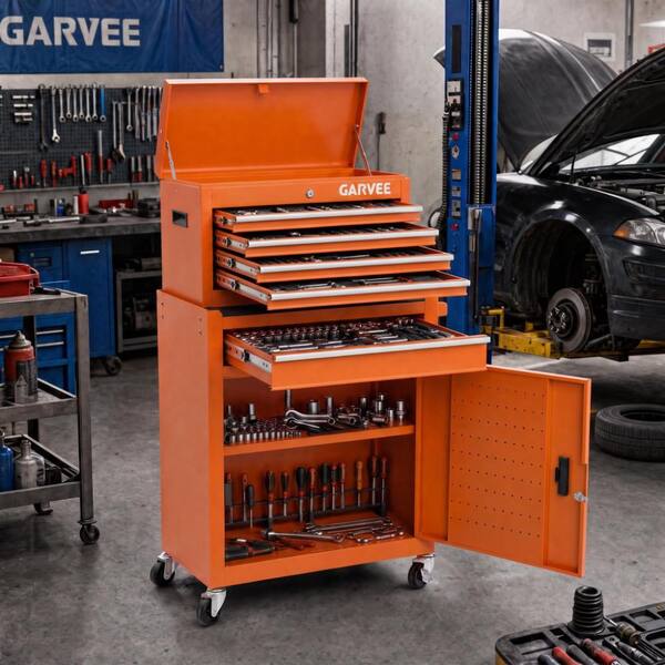 5‑Drawer 2‑in‑1 Lockable Rolling Tool Chest, Metal Tool Box Cart