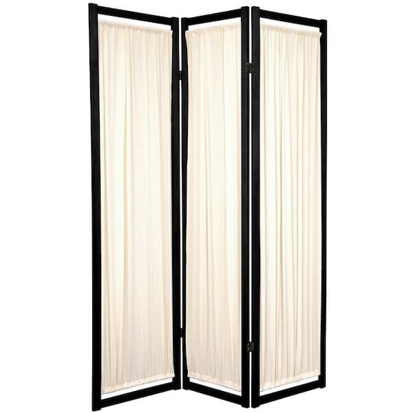 Oriental Furniture 6 ft. Black 3-Panel Room Divider