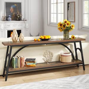  LVB Industrial Console Sofa Table, Wood Metal Foyer Hallway  Tables for Entryway, Wide Front Rustic Entry Way Table with Modern 3 Tier  Long Open Storage Shelf for Home Living Room, Rustic
