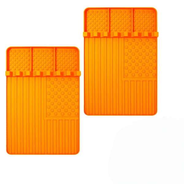 Silicone Griddle Tools Mat with Drip Pad and Griddle Accessories for Kitchen, Cooking and Countertop, Orange (2-Pack)
