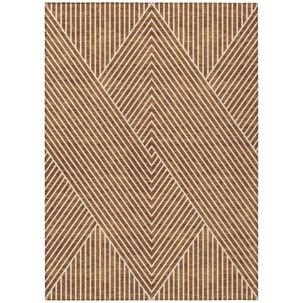 Chantille Machine Washable Indoor/Outdoor Abstract ACN937 Terracotta 9 ft. x 12 ft. Area Rug