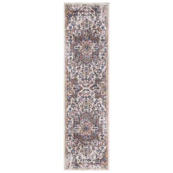 Astoria 2 ft. x 8 ft. Ivory/Blue Rust Transitional Medallion Runner Rug
