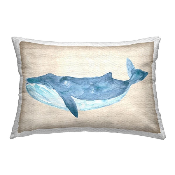 Stupell Industries Whale Facing Left Beige Rectangular Outdoor Throw Pillow
