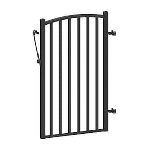 FORTRESS Athens 4 ft. W x 4 ft. H Gloss Black Aluminum Pressed Spear Design  Fence Gate 413480443M - The Home Depot