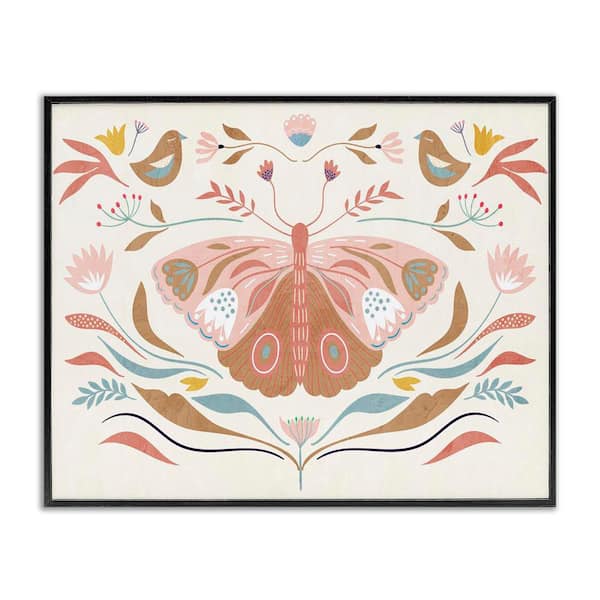Stupell Industries Boho Folk Moth by Kim Allen Black Framed Animal Giclee Art Print 16 in. x 20 in.