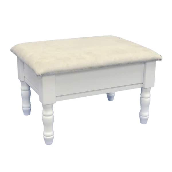 Homecraft Furniture White Accent Foot Stool H-51-WH - The Home Depot