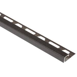 Quadec Dark Anthracite Textured Color-Coated Aluminum 3/8 in. x 8 ft. 2-1/2 in. Metal Square Edge Tile Edging Trim