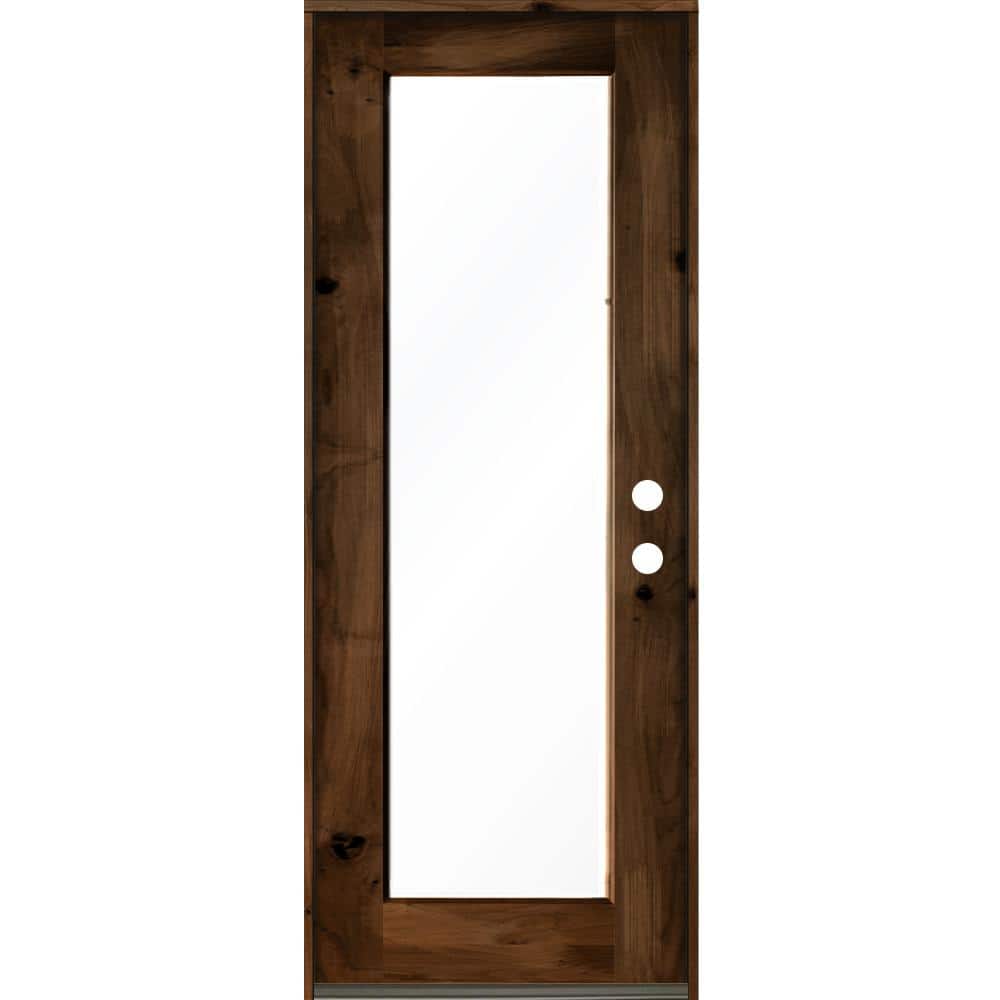 32 in. x 96 in. Rustic Knotty Alder Left Hand Full-Lite Clear Provincial Stain Wood Inswing Single Prehung Front Door price history on PriceWatchPro