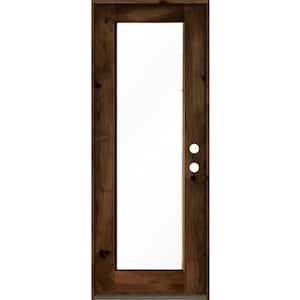 32 in. x 96 in. Rustic Knotty Alder Left Hand Full-Lite Clear Provincial Stain Wood Inswing Single Prehung Front Door