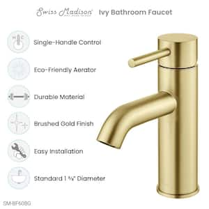 Ivy Single-Handle Single-Hole Bathroom Faucet in Brushed Gold