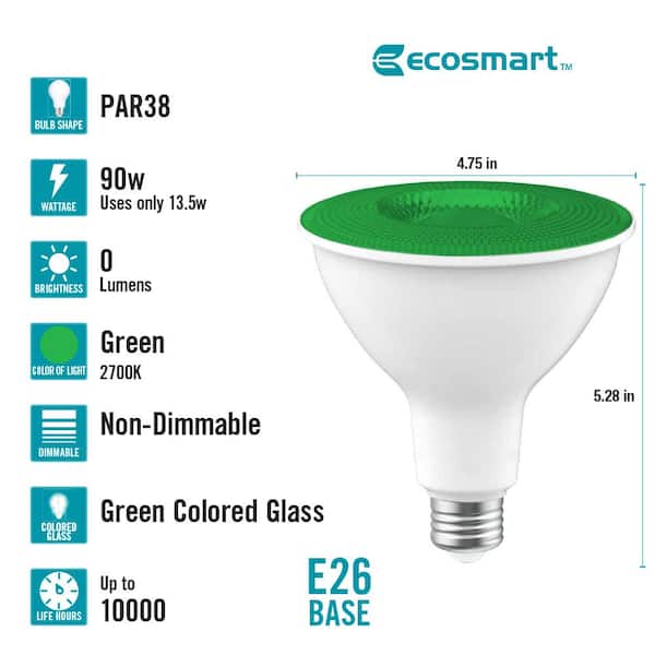 EcoSmart 90-Watt Equivalent PAR38 Green Color Decorative Indoor