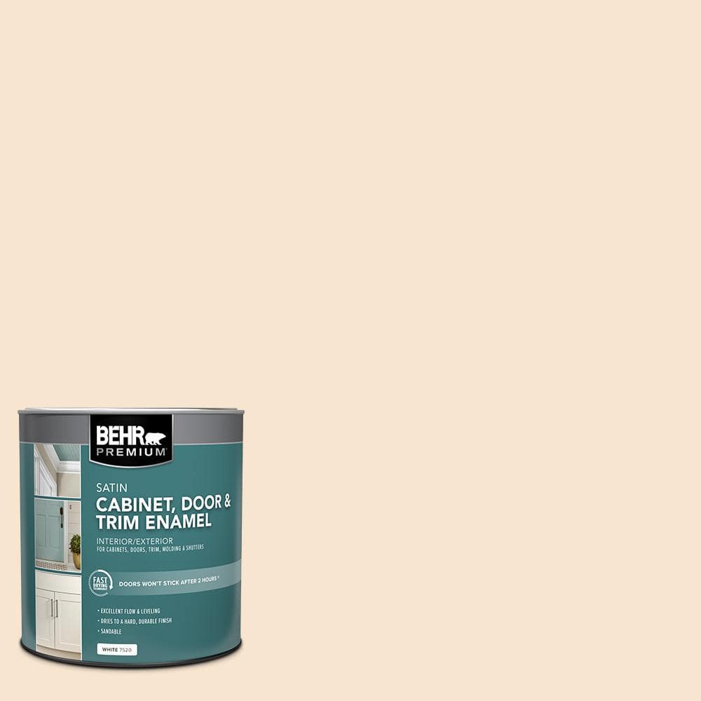 BEHR PREMIUM 1 qt. #OR-W03 Mannequin Cream Satin Enamel Interior/Exterior  Cabinet, Door & Trim Paint 752004 - The Home Depot