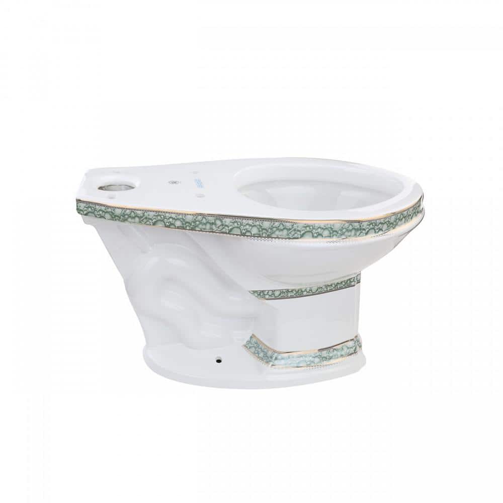 Green and Gold India Reserve Design Porcelain Elongated Bathroom Toilet Bowl Only in White price history on PriceWatchPro
