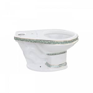 Green and Gold India Reserve Design Porcelain Elongated Bathroom Toilet Bowl Only in White