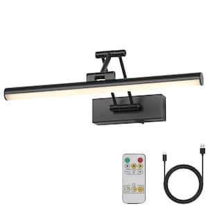 Matte Black 16 in. LED Picture Light with Remote Control Dimmable and Swivel