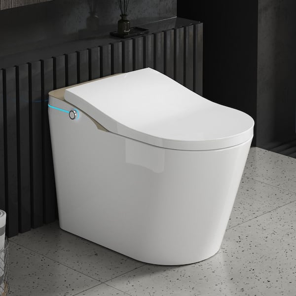 Elongated Smart Bidet Toilet 1.19 GPF in White with Auto Flush, Heated Seat, Bidet Wash & Dry and Foot Sensor Control