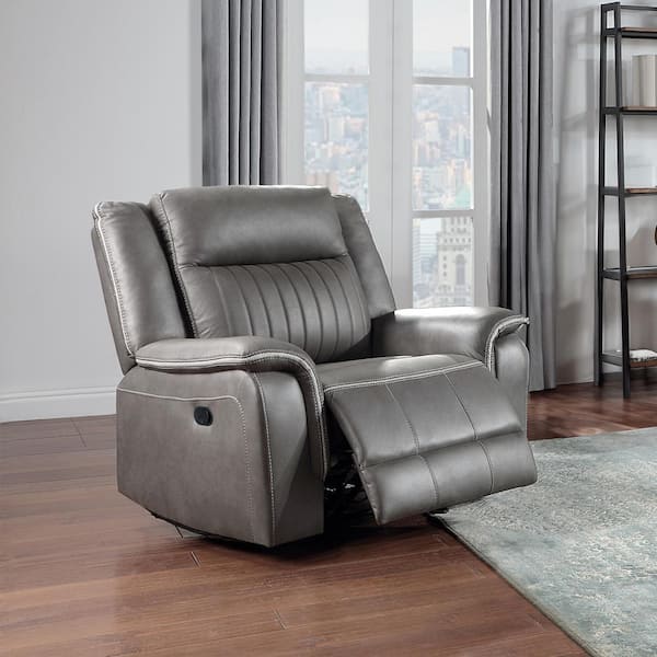 New Classic Furniture Enzo Gray Polyester Fabric Glider Recliner