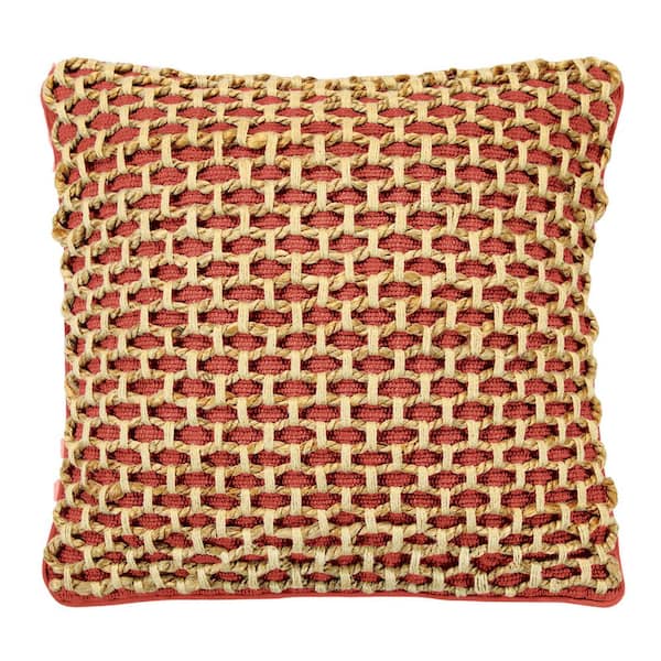 Boho Living Jada Rust Geometric Braided Polyester 18 in. x 18 in. Throw Pillow